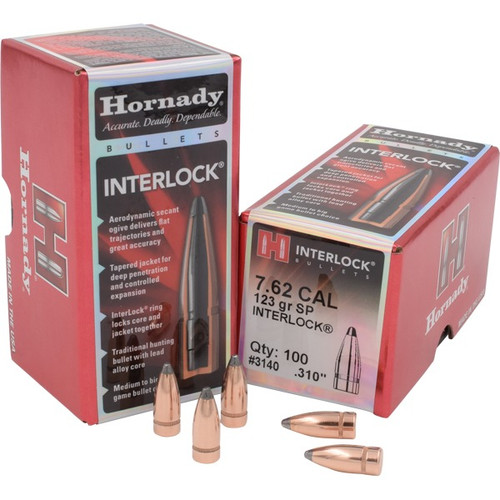 HORNADY InterLock 7.62mm 123 gr SP Bullets-100cnt Nexgen Outfitters