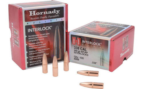 Hornady InterLock .338 Cal 250 gr Spire Point Bullets -100cnt Nexgen Outfitters