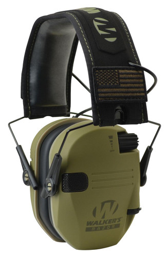 SH25312 Walkers Razor Patriot Folding Electronic Ear Muffs - OD Green Nexgen Outfitters