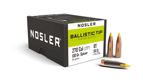 Nosler Ballistic Tip Hunting 27130 .270 Cal 130 gr Spitzer Bullets-50cnt Nexgen Outfitters