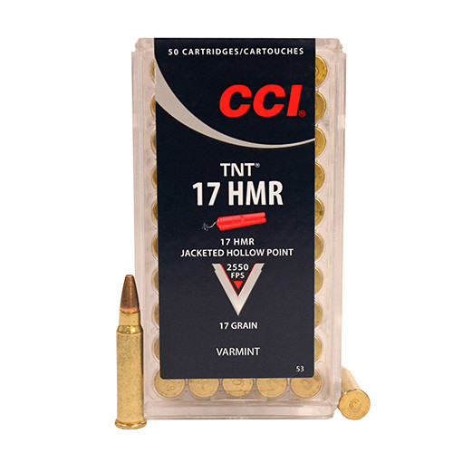 SH58020 CCI 17 Hornady Magnum Rimfire (HMR) 17 GR TNT JHP 50 Round Nexgen Outfitters