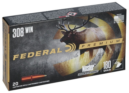 Federal Premium .308 Winchester 180gr Nosler Partition 20Rnd Rifle Ammunition Nexgen Outfitters