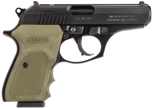 SH78870 Bersa Thunder Combat Single/Double 380 Automatic Colt Pistol (ACP) 3.5" 8+1 OD Green Rubber Grip Black Nexgen Outfitters