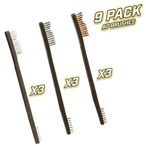 Otis Technologies 9 Pack A/P Brush (3 Each Nylon, Bronze,Stainless) Nexgen Outfitters