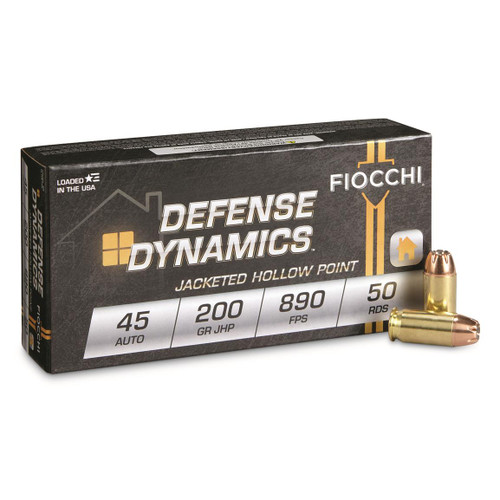 Fiocchi Defense Dynamics .45 ACP 200gr Jacketed Hollow Point 50Rnd Handgun Ammunition Nexgen Outfitters