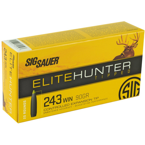 Sig Sauer Elite Hunter Tipped .243 Winchester 90gr Controlled Expansion Tip 20Rnd Rifle Ammunition Nexgen Outfitters