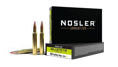 Nosler Ballistic Tip .280 Ackley 140gr Poly-Tip Boat Tail 20Rnd Rifle Ammunition Nexgen Outfitters