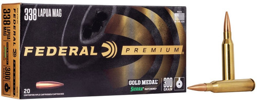 Federal Gold Medal Sierra .338 Lapua Magnum 300gr MatchKing Boat Tail Hollow Point 20Rnd Rifle Ammunition Nexgen Outfitters