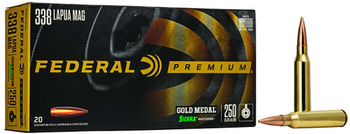 Federal Gold Medal Sierra .338 Lapua Magnum 250gr MatchKing Boat Tail Hollow Point 20Rnd Rifle Ammunition Nexgen Outfitters
