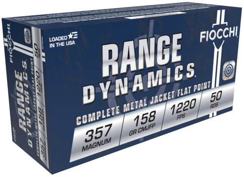 Fiocchi Range Dynamics .357 Magnum 158gr Copper Metal Jacket Flat Point 50Rnd Handgun Ammunition Nexgen Outfitters