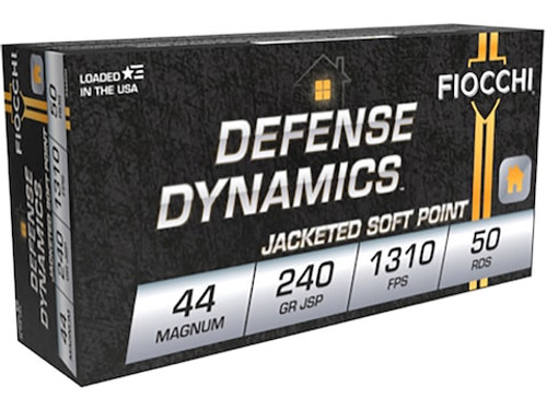 Fiocchi Defense Dynamics .44 Remington Mag 240gr Jacketed Soft Point 50Rnd Handgun Ammunition Nexgen Outfitters
