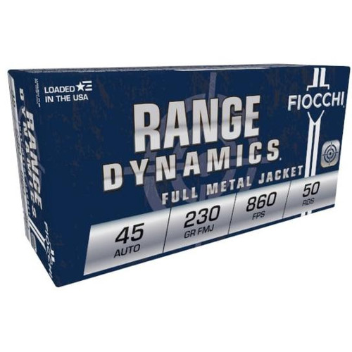 Fiocchi Range Dynamics .45 ACP 230gr Full Metal Jacket 50Rnd Handgun Ammunition Nexgen Outfitters
