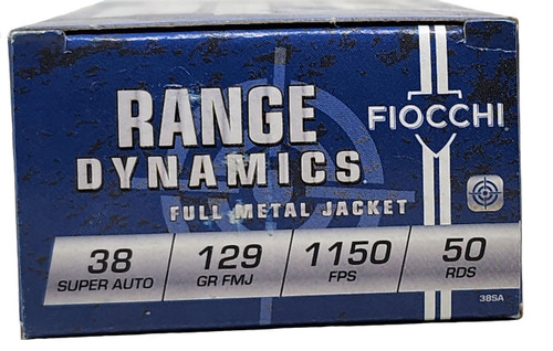 Fiocchi Range Dynamics .38 Super 129gr Full Metal Jacket 50Rnd Handgun Ammunition Nexgen Outfitters