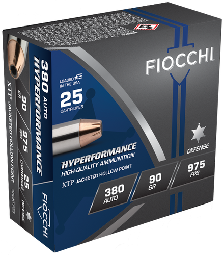 Fiocchi Hyperformance Defense .380 ACP 90gr Extreme Terminal Performance Hollow 25Rnd Handgun Ammunition Nexgen Outfitters