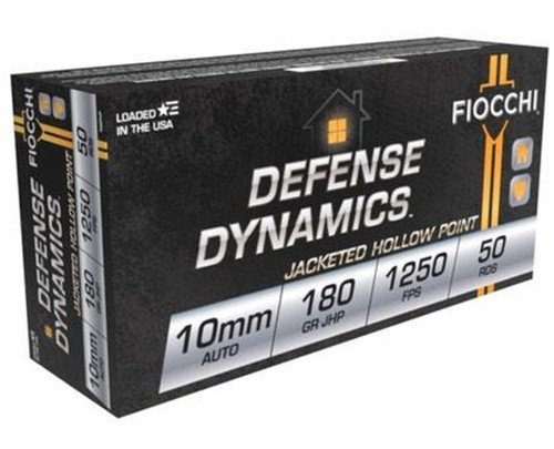 Fiocchi Defense Dynamics 10mm Auto 180 gr Jacketed Hollow Point 50Rnd Handgun Ammunition Nexgen Outfitters