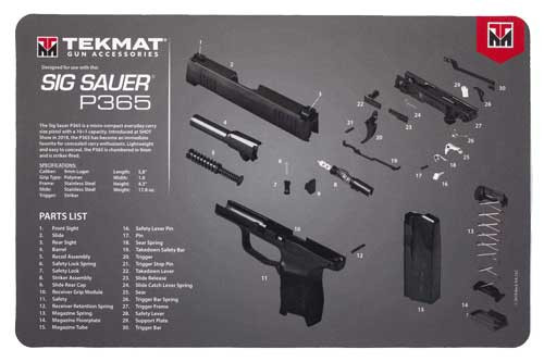 SH117828 TekMat Sig P365 Parts Diagram 11"x17" Original Cleaning Mat Nexgen Outfitters