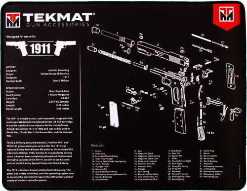 SH117941 TekMat 1911 Parts Diagram 15"x20" Ultra Premium Mat Nexgen Outfitters