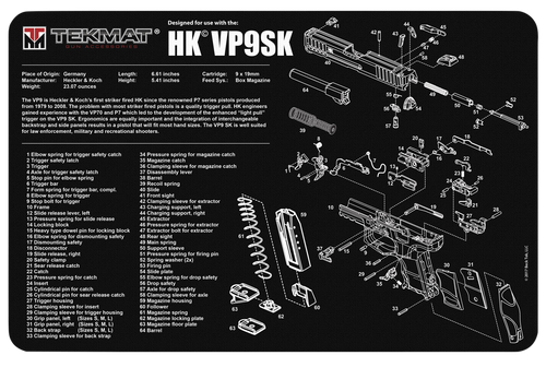 SH124461 TekMat HK VP9SK Parts Diagram 11"x17" Original Cleaning Mat Nexgen Outfitters