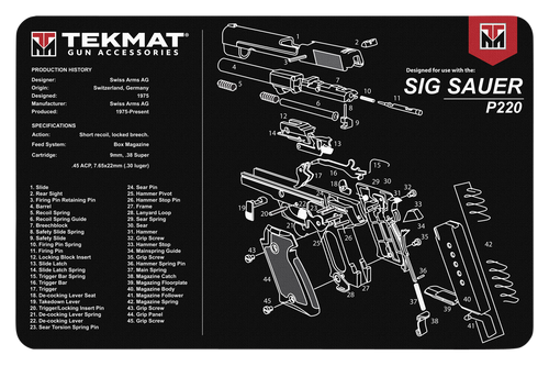 SH124468 TekMat Sig P220 Parts Diagram 11"x17" Original Cleaning Mat Nexgen Outfitters