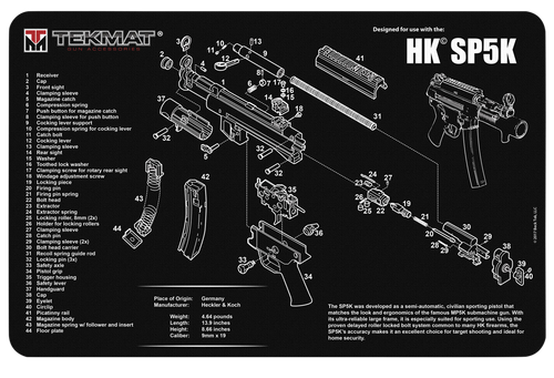 SH124459 TekMat HK SP5K Parts Diagram 11"x17" Original Cleaning Mat Nexgen Outfitters