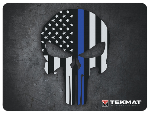 SH117945 TekMat Blue Line Punisher Skull 15"x20" Ultra Premium Cleaning Mat Nexgen Outfitters