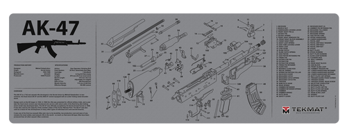 SH117935 TekMat AK47 Parts Diagram 12"x36" Gray" Original Cleaning Mat Nexgen Outfitters