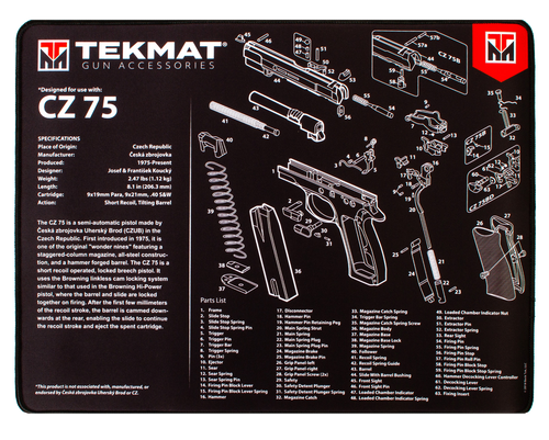 SH117943 TekMat CZ75 Parts Diagram 15"x20" Ultra Premium Cleaning Mat Nexgen Outfitters