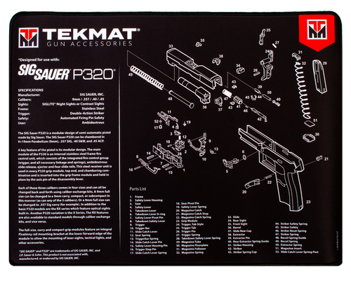 SH117946 TekMat Sig P320 Parts Diagram 15"x20" Ultra Premium Cleaning Mat Nexgen Outfitters