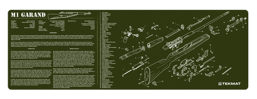 SH117940 TekMat M1 Garand Parts Diagram 12"x36" Original Cleaning Mat - OD Green Nexgen Outfitters