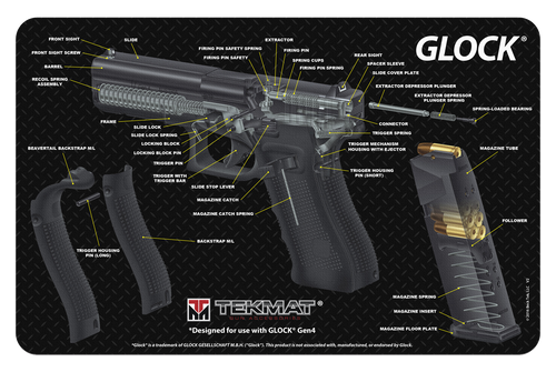 SH117824 TekMat Glock 3D Cutaway 11"x17" Original Cleaning Mat Nexgen Outfitters