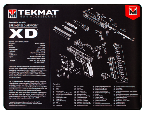 SH117949 TekMat Springfield XD Parts Diagram 15"x20" Ultra Premium Cleaning Mat Nexgen Outfitters