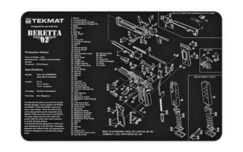 RPVTEKR17-BER92 TekMat Beretta 92 Pistol 11"x17" Armorers Bench Mat Nexgen Outfitters