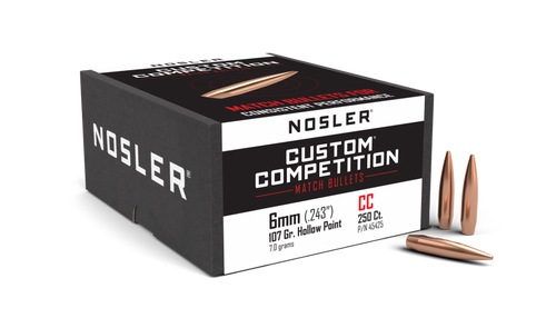 Nosler Custom Competition 49742 6mm 107 gr Hollow Point Bullets-100cnt Nexgen Outfitters