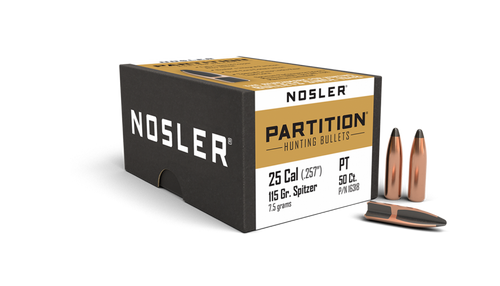 Nosler Partition 16318 .25 Cal 115 gr Spitzer Bullets-50cnt Nexgen Outfitters
