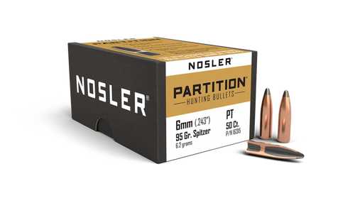 Nosler Partition 16315 6mm 95 gr Spitzer Bullets-50cnt Nexgen Outfitters