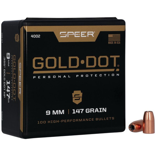 Speer Gold Dot Handgun 4002 9mm 147 gr Hollow Point Bullets-100cnt Nexgen Outfitters