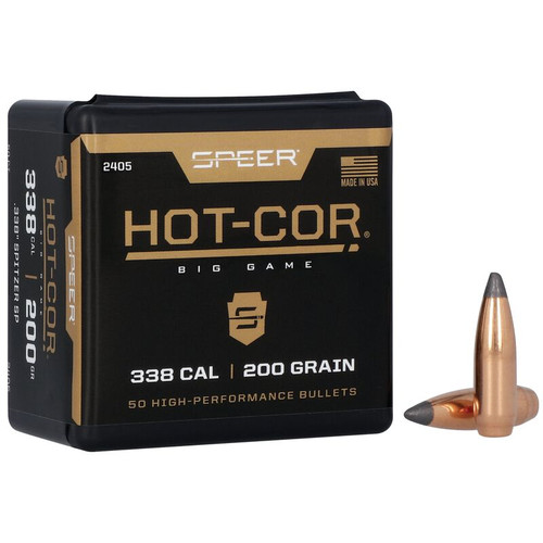Speer Hot-Cor 2405 .338 Cal 200 gr Spitzer Soft Point Bullets-50cnt