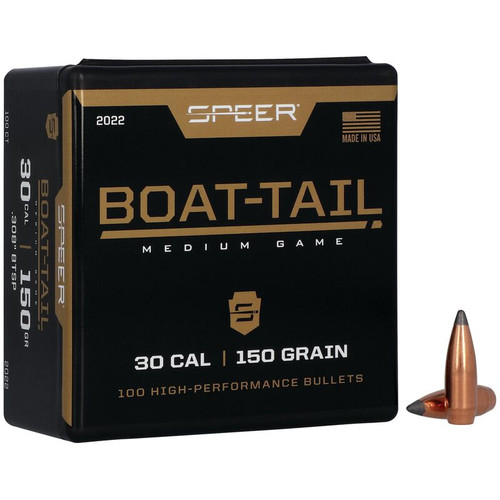 Speer Boat Tail 2022 .30 Cal 150 gr Jacketed Soft Point Boat-Tail Bullets-100cnt Nexgen Outfitters