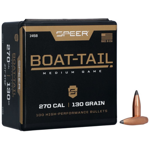 Speer Boat Tail 1458 .270 Cal 130 gr Jacketed Soft Point Boat-Tail Bullets-100cnt Nexgen Outfitters