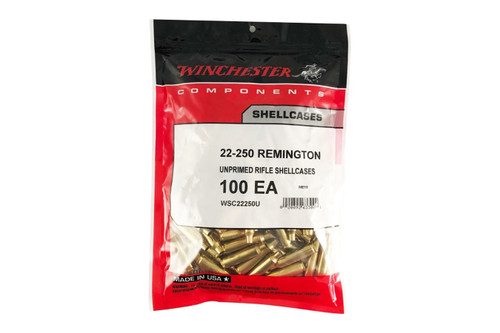 Winchester .22-250 Remington Unprimed Rifle Brass 100cnt-WSC22250U Nexgen Outfitters