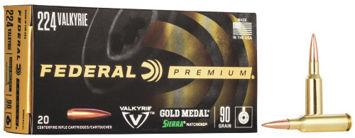 Federal Gold Medal Sierra .224 Valkyrie 90gr MatchKing Boat Tail Hollow Point 20Rnd Rifle Ammunition Nexgen Outfitters