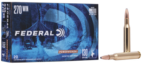 Federal Power-Shok .270 Winchester 130gr Jacketed Soft Point 20Rnd Rifle Ammunition Nexgen Outfitters