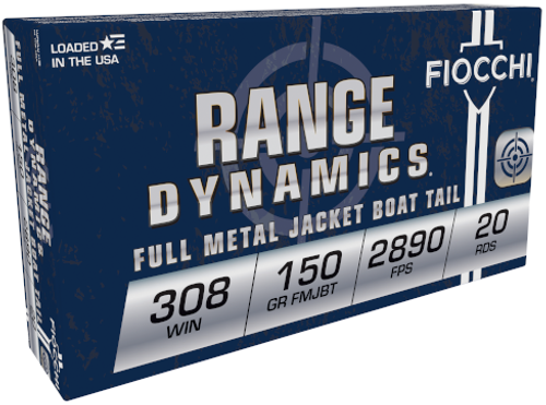 Fiocchi Range Dynamics 308 Winchester 150gr Full Metal Jacket Boat-Tail 20Rnd Rifle Ammo Nexgen Outfitters