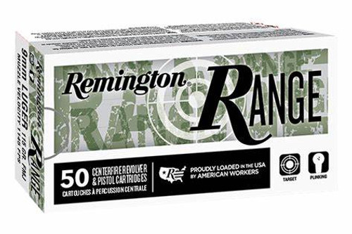 BHREM 28565 Remington Range 9MM 124GR FMJ 50 Rounds Handgun Ammunition Nexgen Outfitters