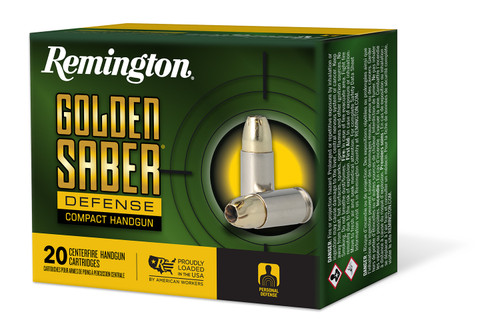 SH143919 Remington Golden Saber Defense Compact 38 Special +P 125 Grain Brass Jacketed Hollow Point Box 20Rnd Handgun Ammo Nexgen Outfitters