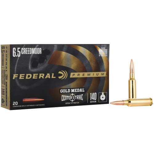 Federal Premium Gold Medal Centerstrike 6.5 Creedmoor 140gr Open Tip Match 20Rnd Rifle Ammo