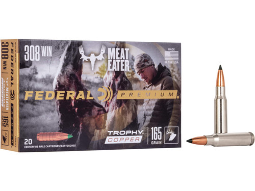 Federal Premium Meat Eater 308 Winchester 165gr Trophy Copper Tipped Boat Tail Lead-Free 20Rnd Rifle Ammo Nexgen Outfitters