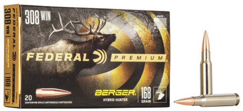 Federal Premium 308 Winchester 168gr Berger Hybrid Hunter 20Rnd Rifle Ammo Nexgen Outfitters