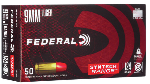 Federal Syntech Range Ammunition 9mm Luger 124 Grain Total Synthetic Jacket 50Rnd Handgun Ammo Nexgen Outfitters