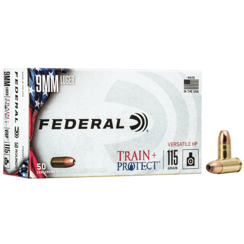 Federal Train + Protect 9mm Luger 115 Grain Versatile Hollow Point 50Rnd Handgun Ammo Nexgen Outfitters